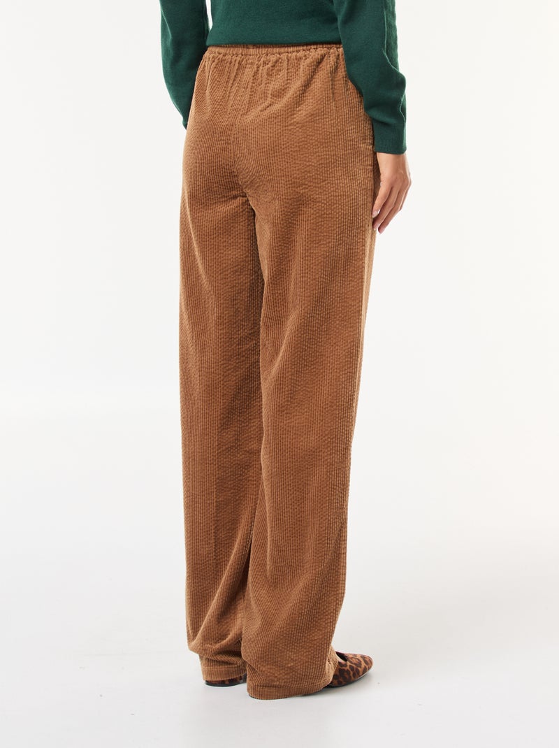 Jogging large en velours côtelé Beige - Kiabi