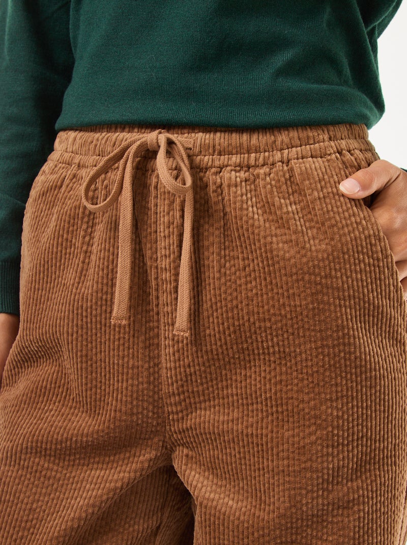 Jogging large en velours côtelé Beige - Kiabi