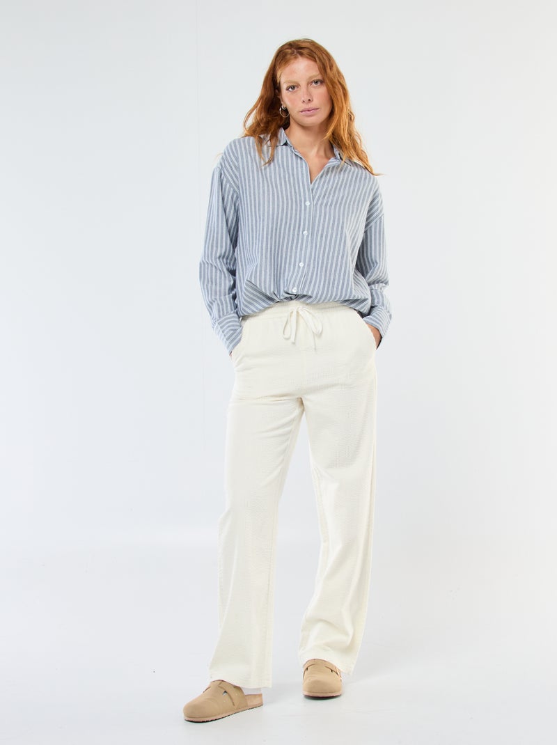 Jogging large en velours côtelé Blanc - Kiabi