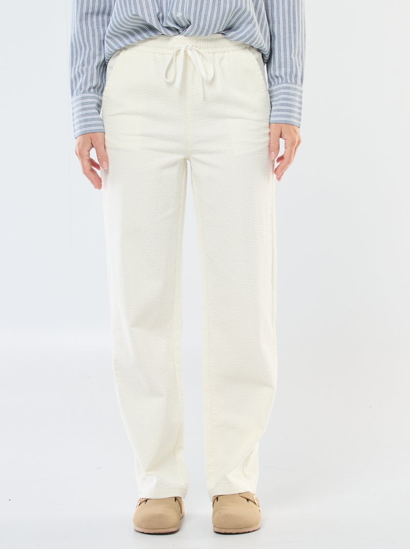 Jogging large en velours côtelé Blanc - Kiabi
