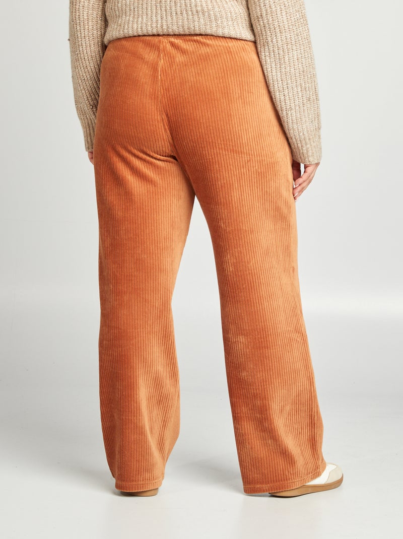 Jogging large en velours côtelé Marron - Kiabi