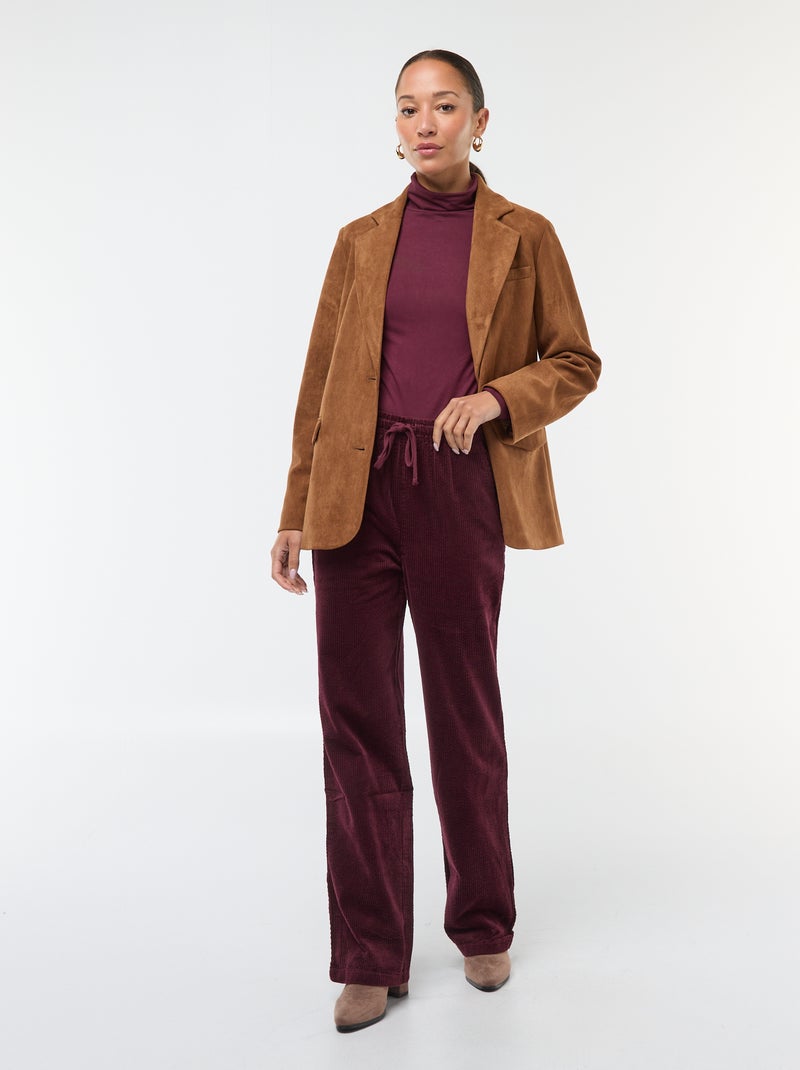 Jogging large en velours côtelé Rouge - Kiabi