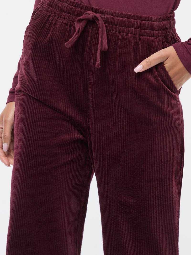 Jogging large en velours côtelé Rouge - Kiabi