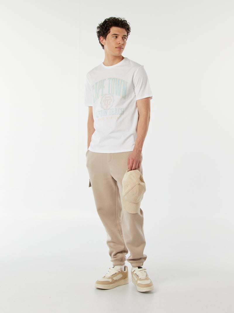 Jogging multi-poches en molleton Beige - Kiabi