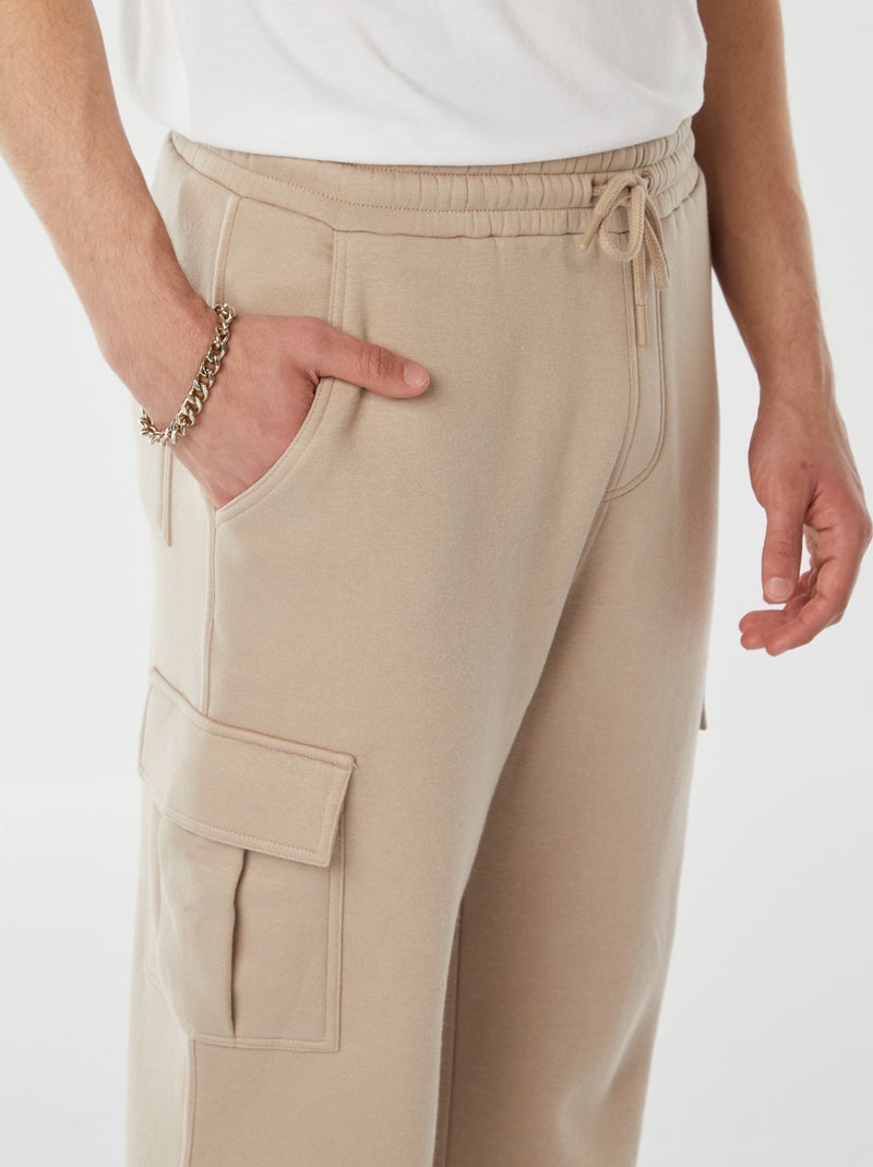 Jogging multi-poches en molleton Beige - Kiabi