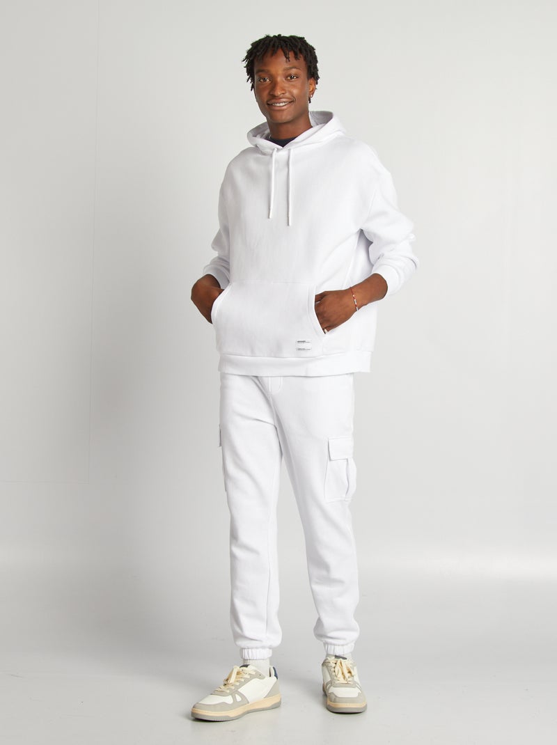 Jogging multi-poches en molleton blanc - Kiabi