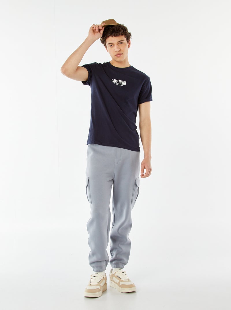 Jogging multi-poches en molleton Bleu - Kiabi