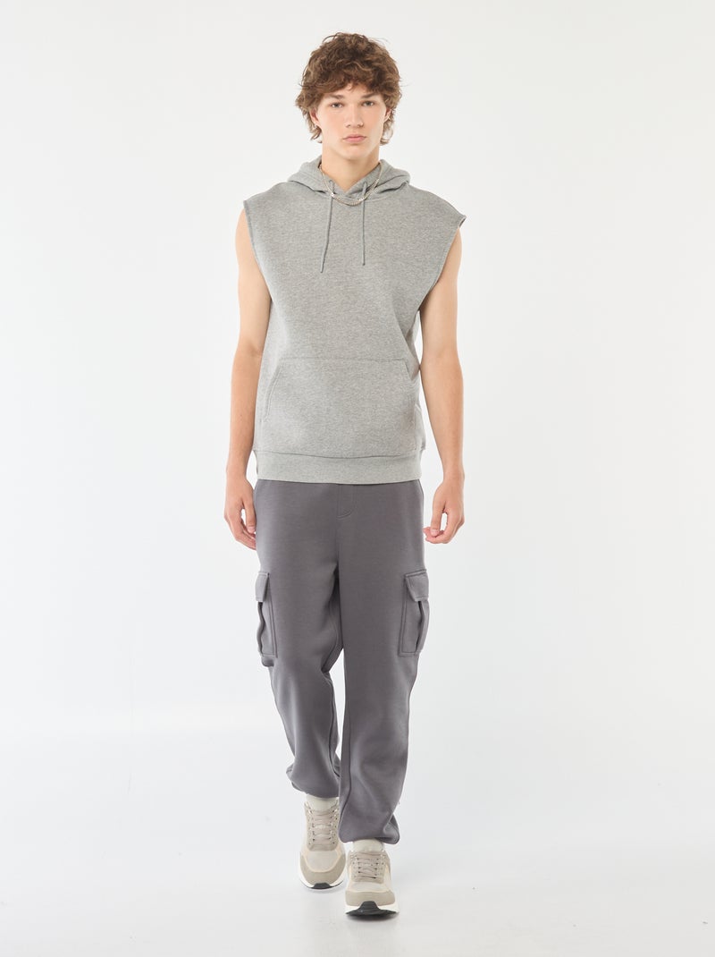 Jogging multi-poches en molleton Gris - Kiabi