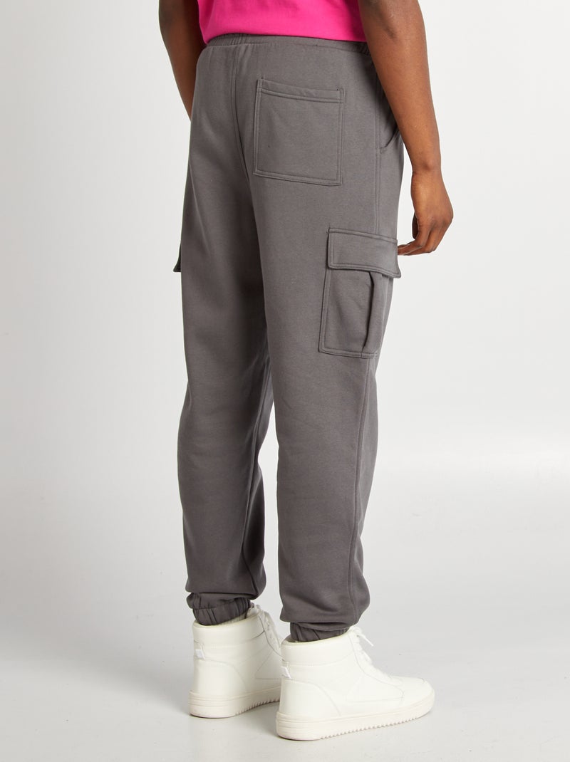 Jogging multi-poches en molleton Gris - Kiabi