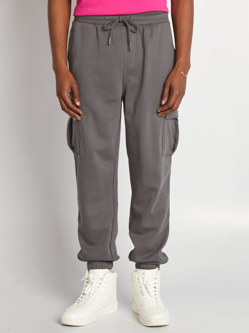 Jogging multi-poches en molleton Gris - Kiabi