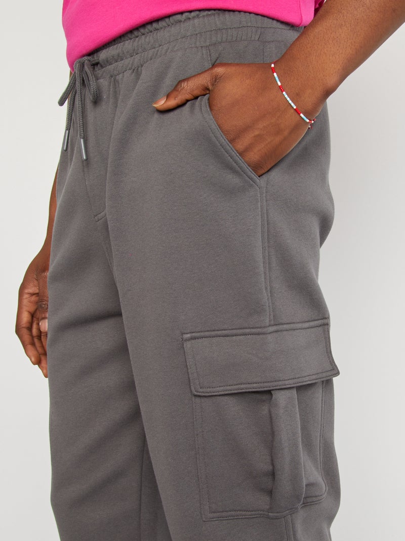 Jogging multi-poches en molleton Gris - Kiabi