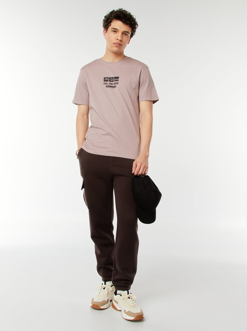 Jogging multi-poches en molleton Marron - Kiabi