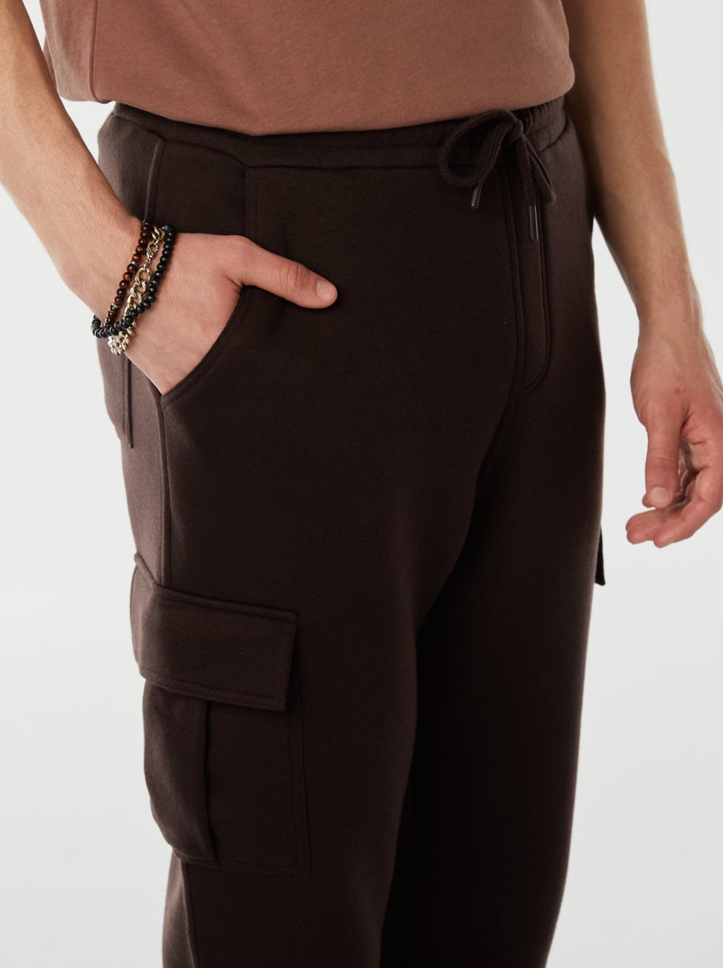 Jogging multi-poches en molleton Marron - Kiabi