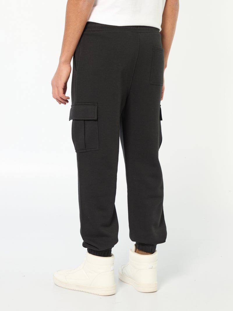 Jogging multi-poches en molleton Noir - Kiabi