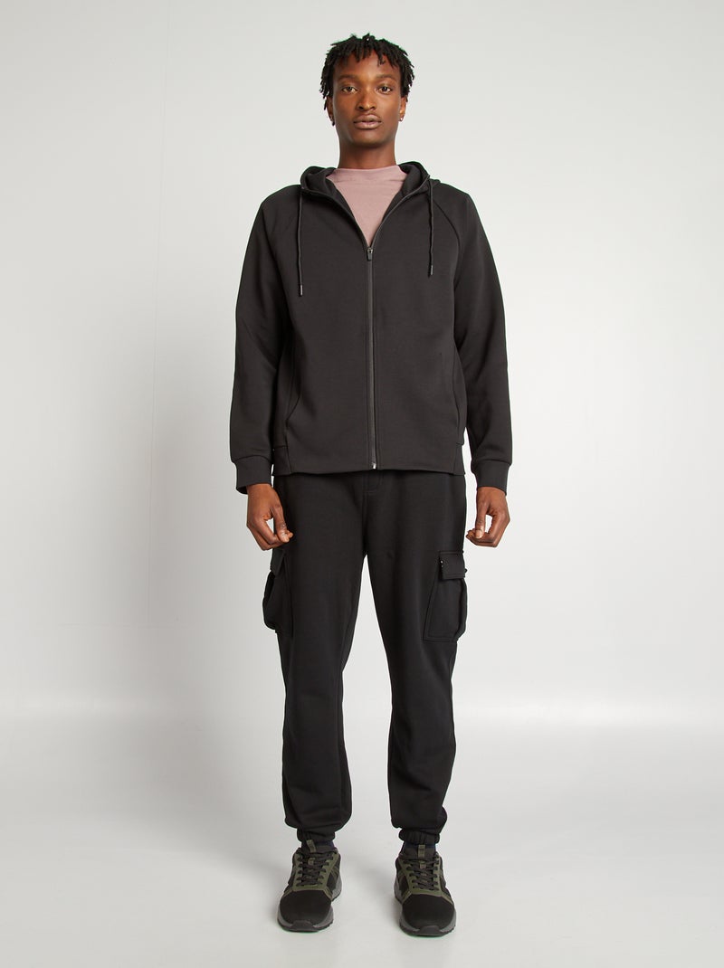 Jogging multi-poches en molleton Noir - Kiabi