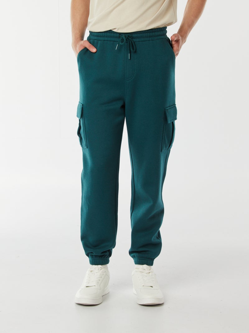 Jogging multi-poches en molleton Vert - Kiabi