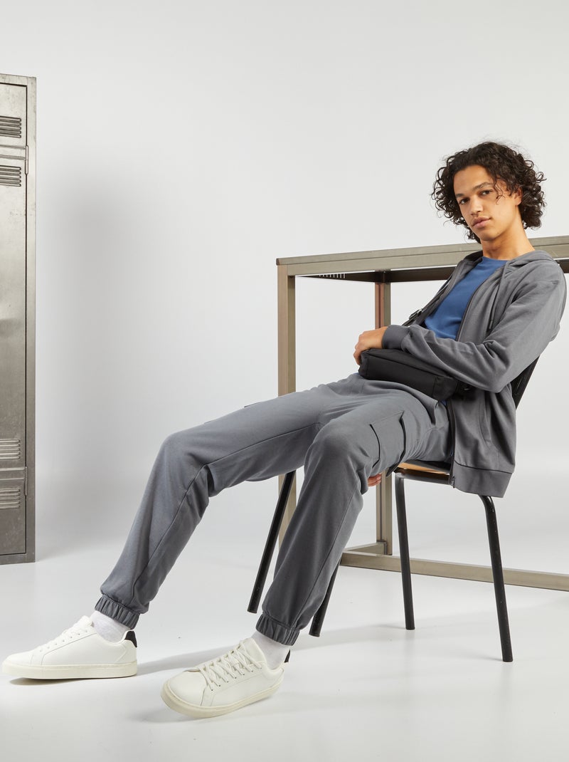 Jogging multipoches en french terry Gris - Kiabi