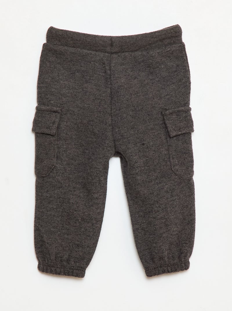 Jogging rib en coton uni Gris - Kiabi
