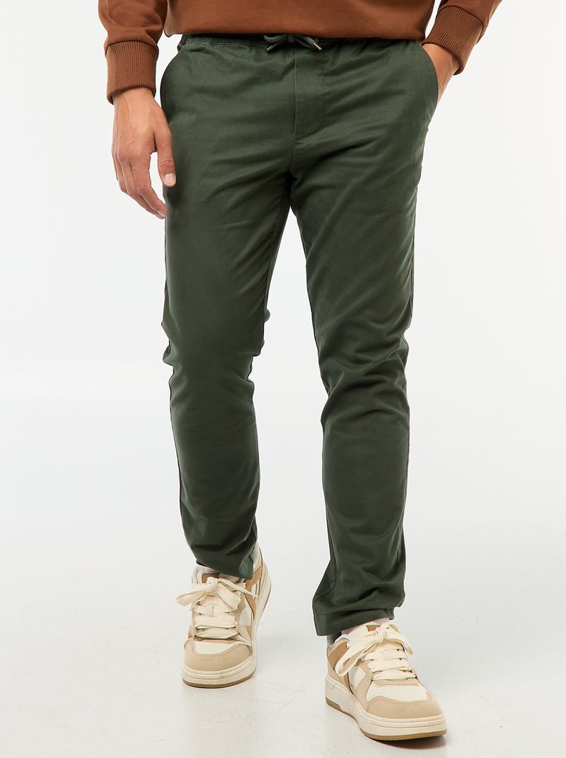 Jogging slim uni Kaki - Kiabi