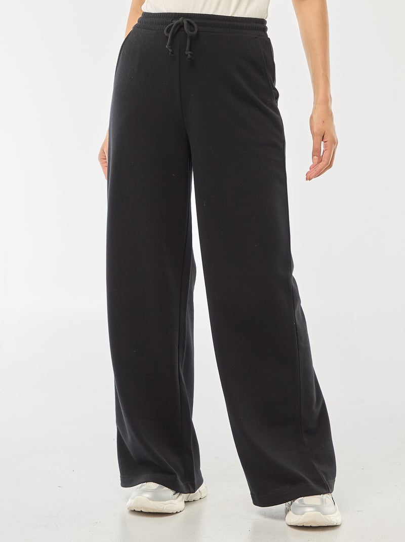 Jogging uni en coton Noir - Kiabi