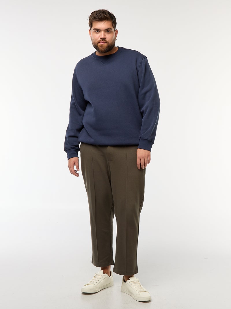 Jogging uni en maille piquée Kaki - Kiabi