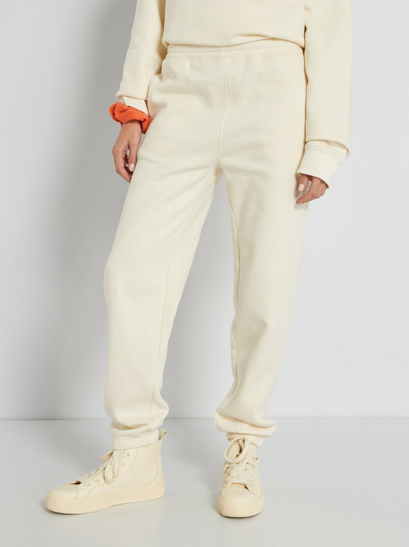 Jogging uni en molleton Blanc écru - Kiabi