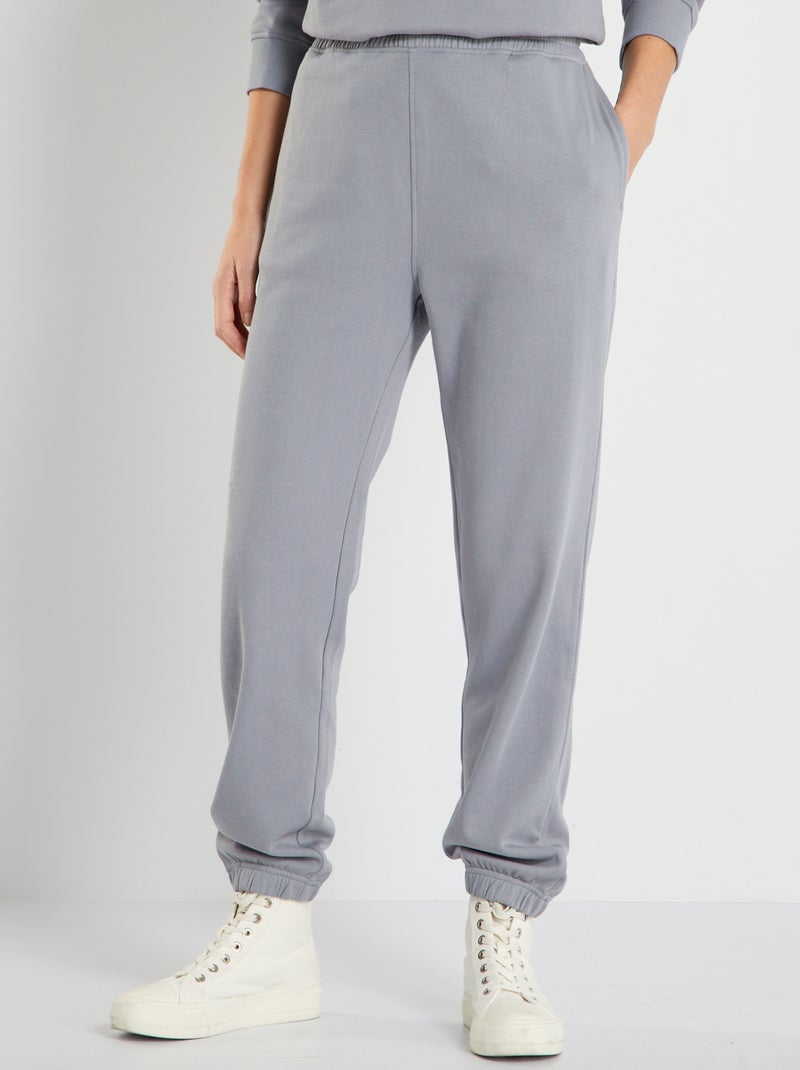 Jogging uni en molleton Bleu gris - Kiabi