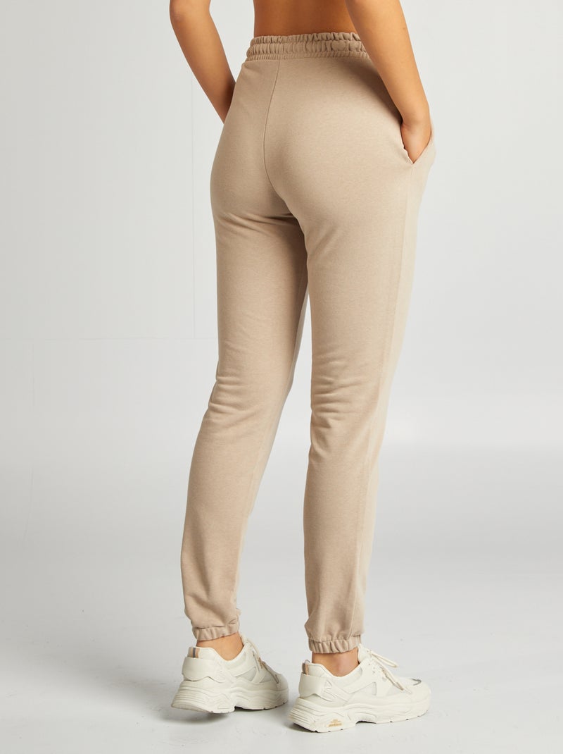 Jogging uni en molleton fin beige - Kiabi