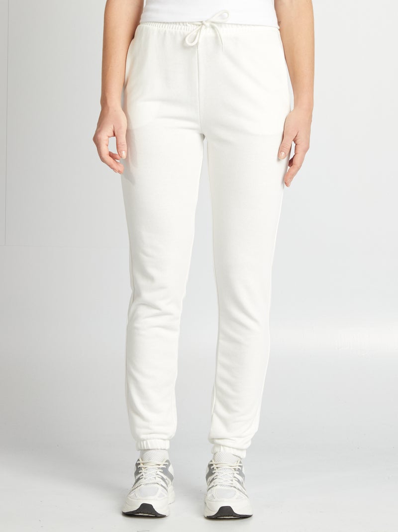 Jogging uni en molleton fin Blanc - Kiabi