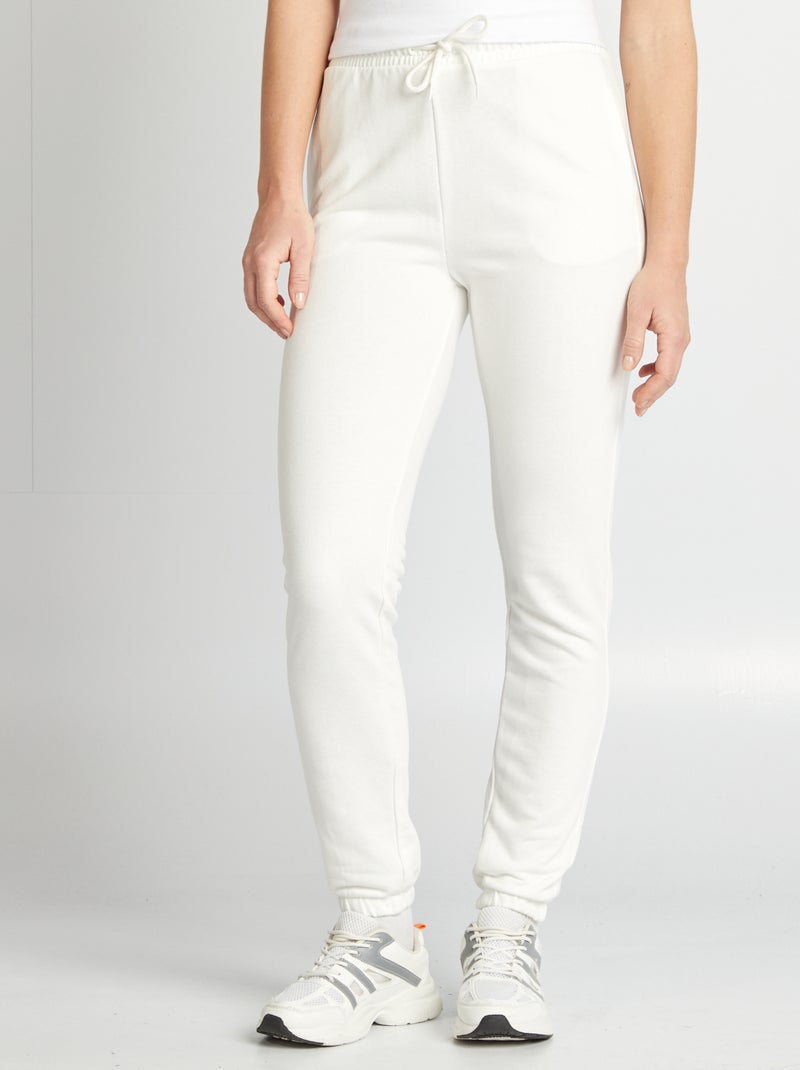 Jogging uni en molleton fin Blanc - Kiabi