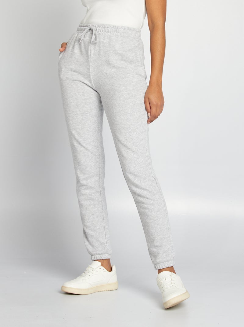 Jogging uni en molleton fin GRIS - Kiabi