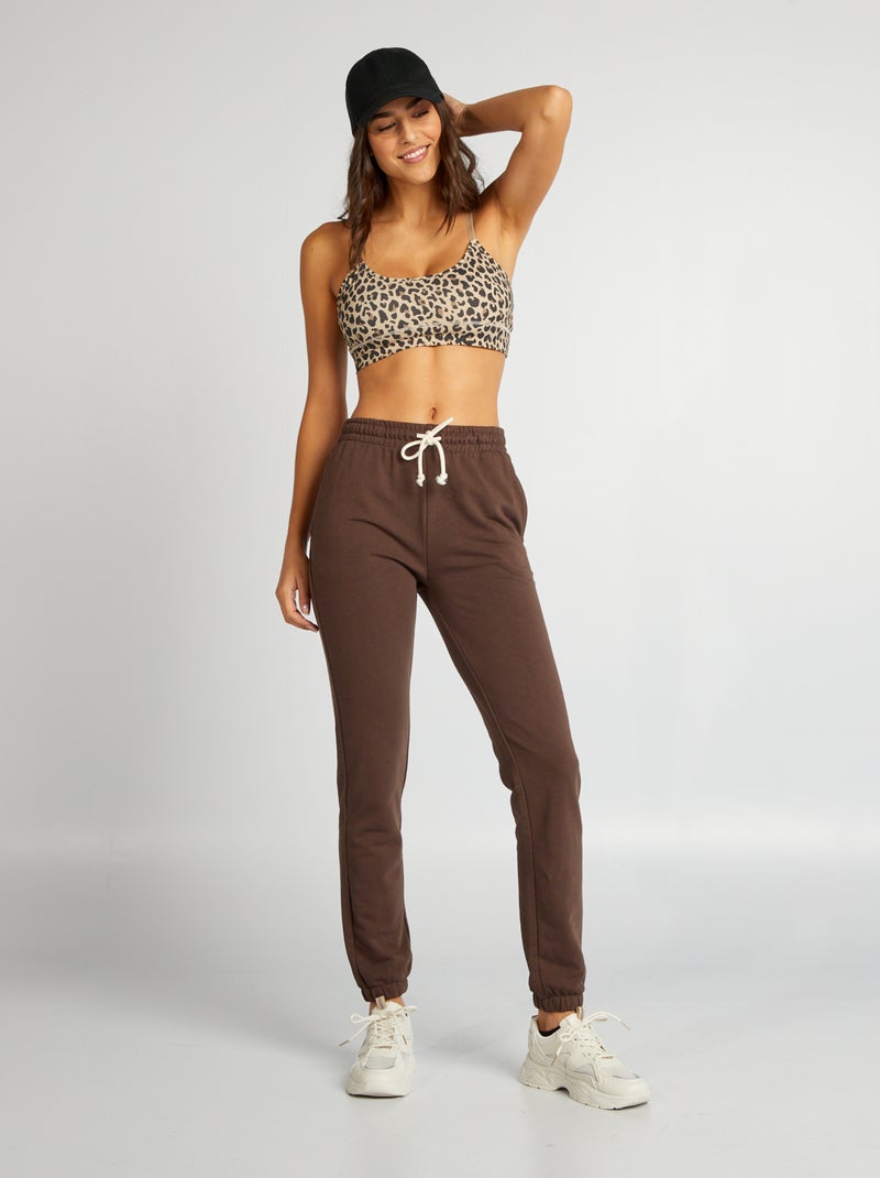 Jogging uni en molleton fin Marron - Kiabi