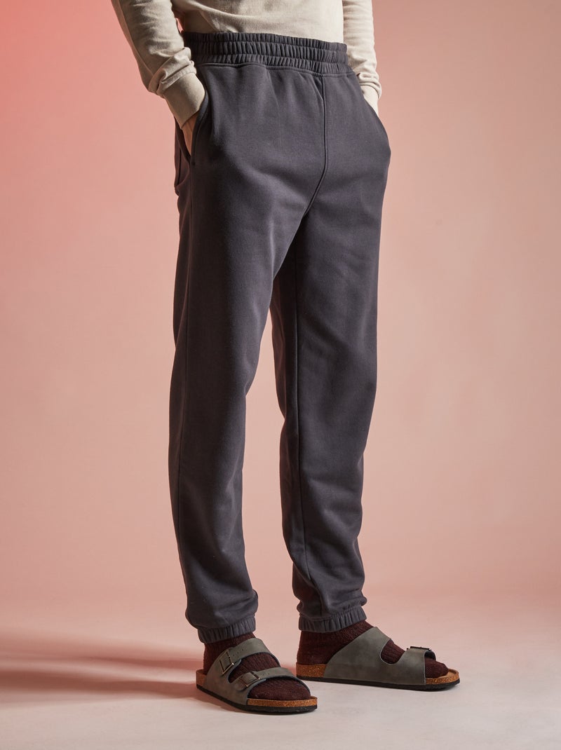 Jogging uni en molleton gris foncé - Kiabi