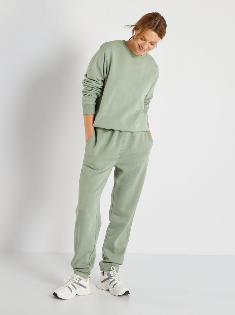 Jogging uni en molleton Vert - Kiabi