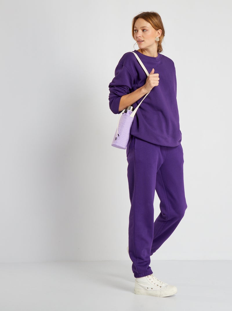 Jogging uni en molleton Violet - Kiabi