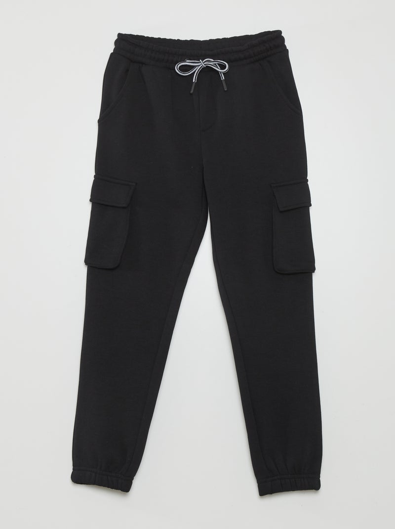 Jogging uni poches battles noir - Kiabi