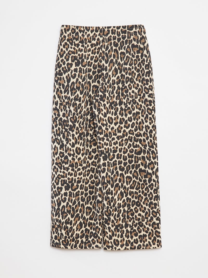 Jogging wide leg avec taille élastiquée Beige - Kiabi