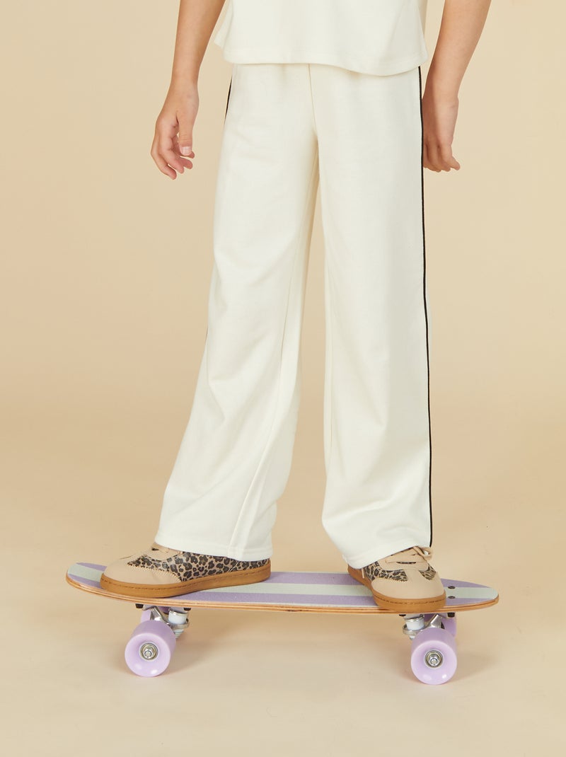 Jogging wide leg avec taille élastiquée Blanc - Kiabi