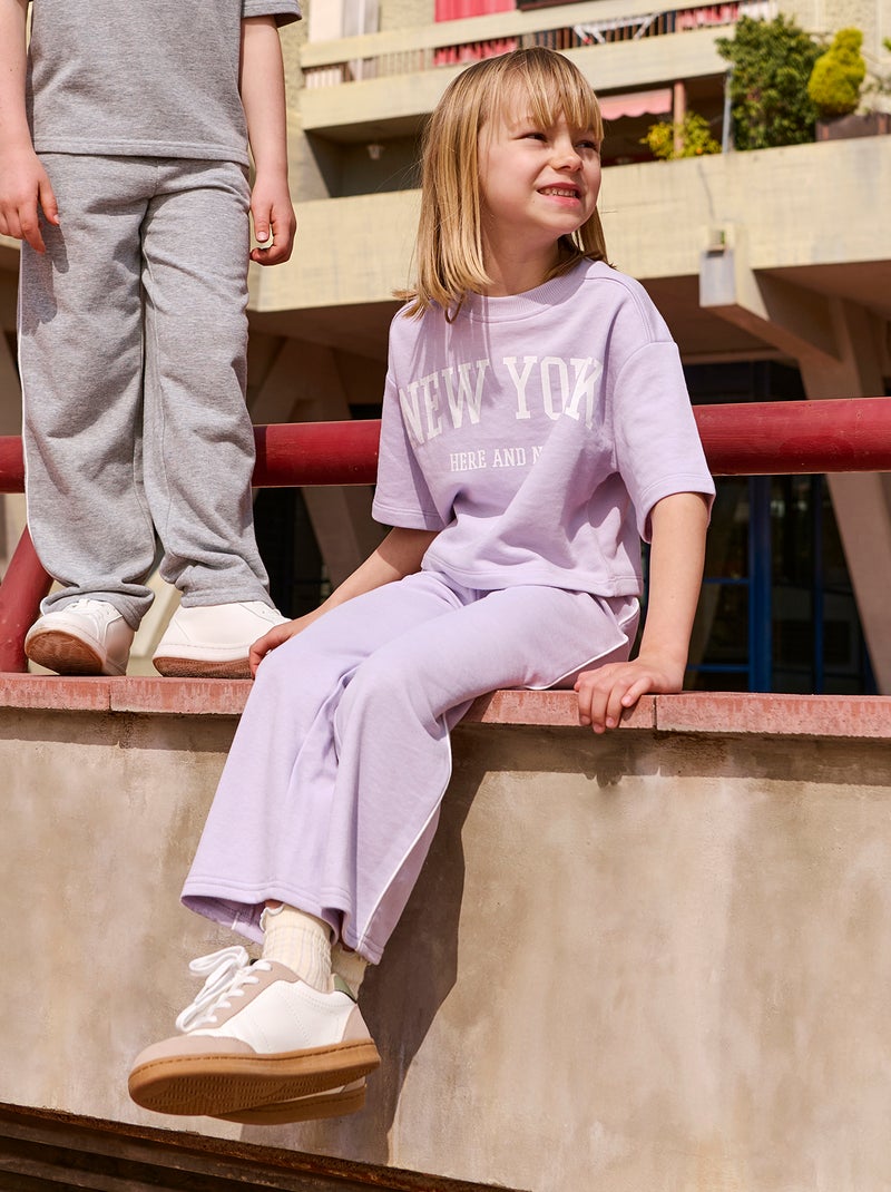 Jogging wide leg avec taille élastiquée Rose - Kiabi