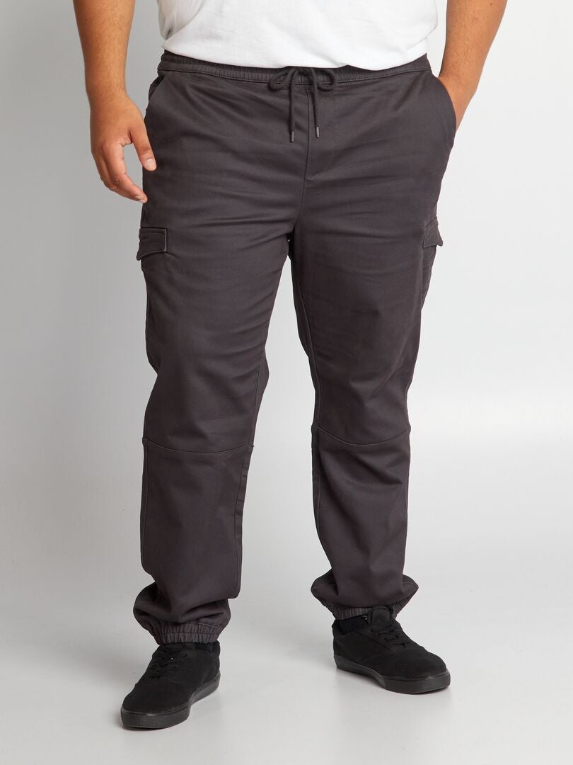 Jogpant avec poches à rabat Noir gris - Kiabi