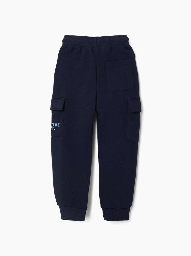 Jogpant cargo en coton peigné à imprimé Creative Bleu foncé - Kiabi