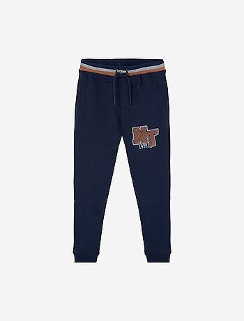 Jogpant en coton peigné avec broderie en bouclé