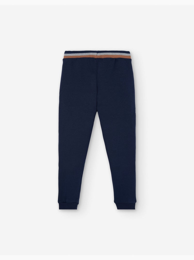 Jogpant en coton peigné avec broderie en bouclé Bleu clair - Kiabi