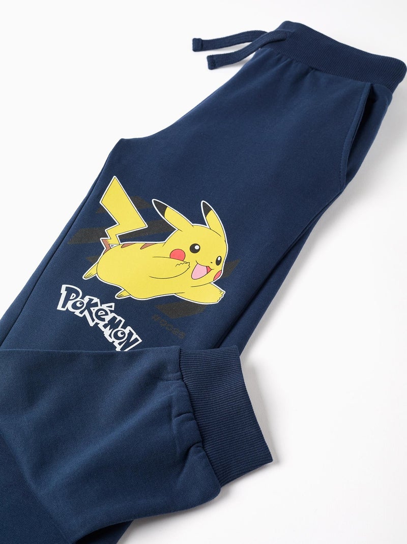 Jogpant en coton peigné avec imprimé Pikachu Bleu foncé - Kiabi