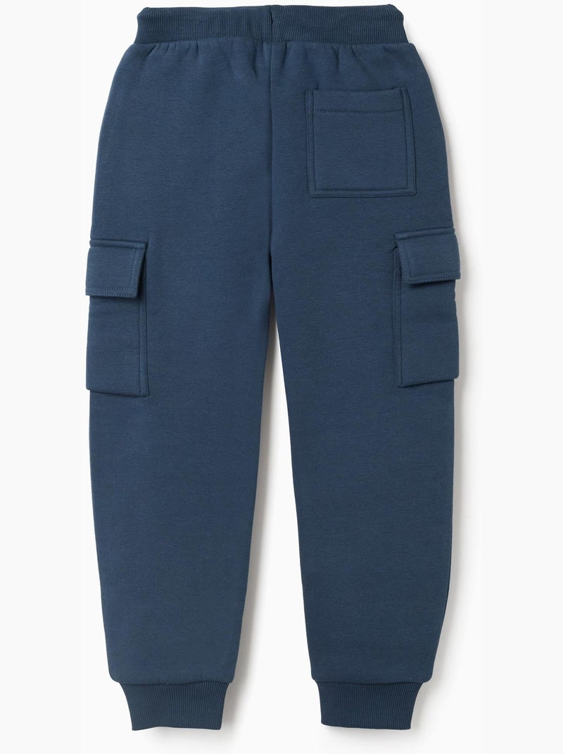 Jogpant en coton peigné avec poches cargo et imprimé Bleu foncé - Kiabi