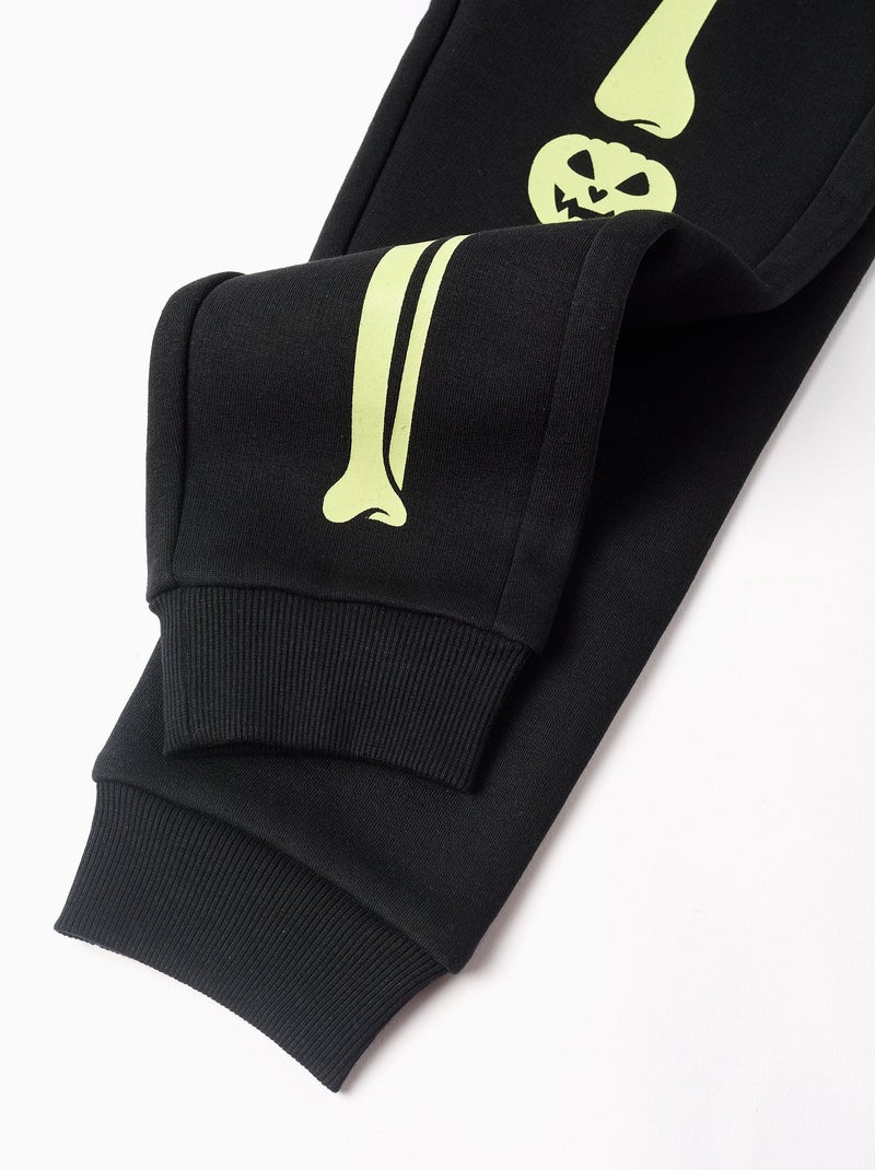 Jogpant en coton peigné qui brille dans le noir Noir - Kiabi