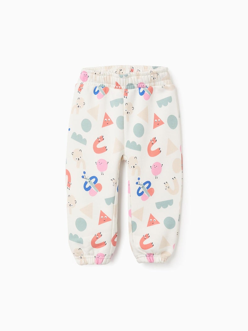 Jogpant en coton polyester peigné avec Motif Blanc - Kiabi