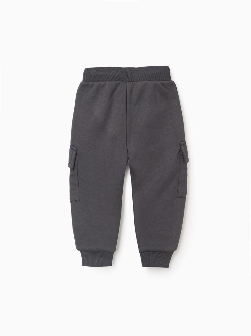 Jogpant en coton polyester peigné avec Poches Cargo Gris foncé - Kiabi