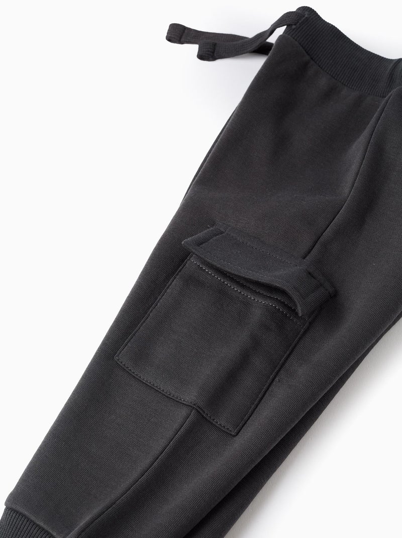Jogpant en coton polyester peigné avec Poches Cargo Gris foncé - Kiabi