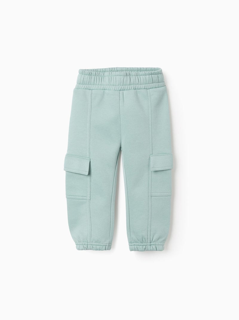 Jogpant en coton polyester peigné avec Poches Cargo Vert clair - Kiabi